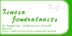 kincso jendrolovits business card